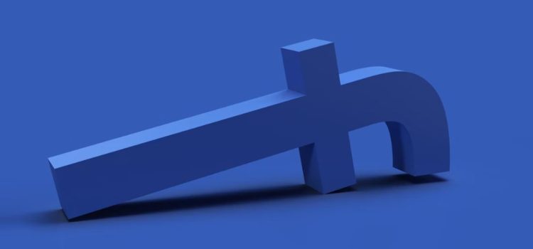 The Facebook logo tipped over on its side